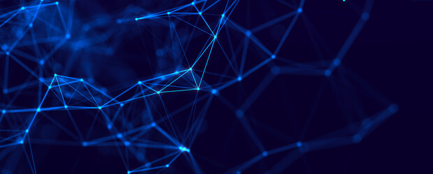 Blue data points connected with dark background